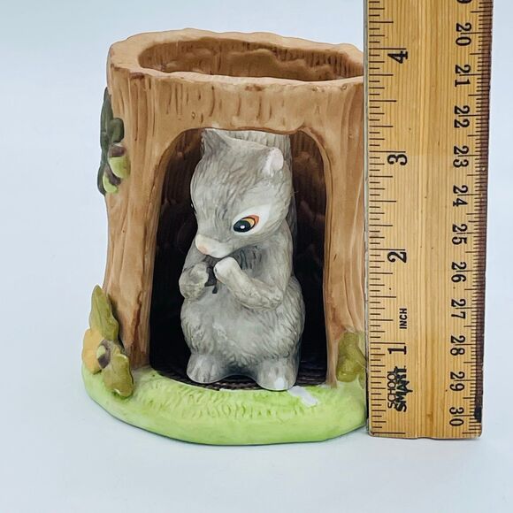Vintage Franklin Porcelain Squirrel in Tree Stump Woodland Surprises Series 1984 - Picture 7 of 9